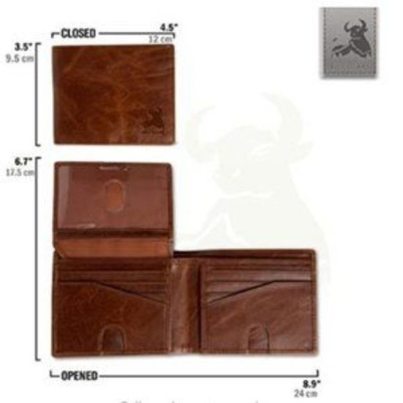 New Mens RFID Blocking Bifold Wallet Soft Genuine Leather Brown Western​ - Picture 2 of 7